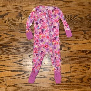 Posh peanut Floral Pink Kids One Piece bamboo pajama size 9-12 months